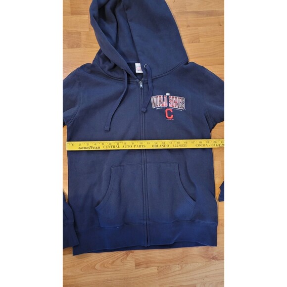World Series American League Champs Navy Hoodie Zip up Jacket SZ M Cleveland MLB - Picture 7 of 7